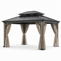 Pavillon en aluminium et acier avec rideaux beiges 300x400 cm