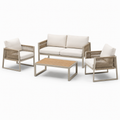 Ensemble de mobilier d'extérieur en métal et bois avec canapés et fauteuils