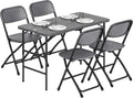 Outsunny Ensemble salle à manger, pliable, verre, Salon de Jardin Extérieur 4 Personnes Table 118 cm Gris Foncé, 118 × 60 cm, 55 cm, 74 cm