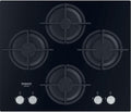 Plaque de cuisson Hotpoint QS61S, QS61S/BK Plaque Gaz 4 Foyers en Verre Noir, 51 cm, 7 300 W, 60 cm, 7300 W, L 59, 6 x H 5, 1 x P 51 cm, 7300W