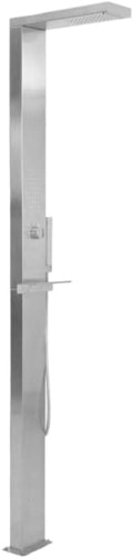 Douche de jardin, acier inoxydable, Douche d'extérieur Acier inoxydable Carré, 15 × 44 × 210 cm, vidaXL