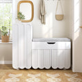 Armoire, 90 × 35 × 74, 5 cm, réglable, pour entrée, Merax, l x P x H, 3 portes, 1 tiroir, 4 portes, 3 portes de rangement et 1 tiroir, blanc