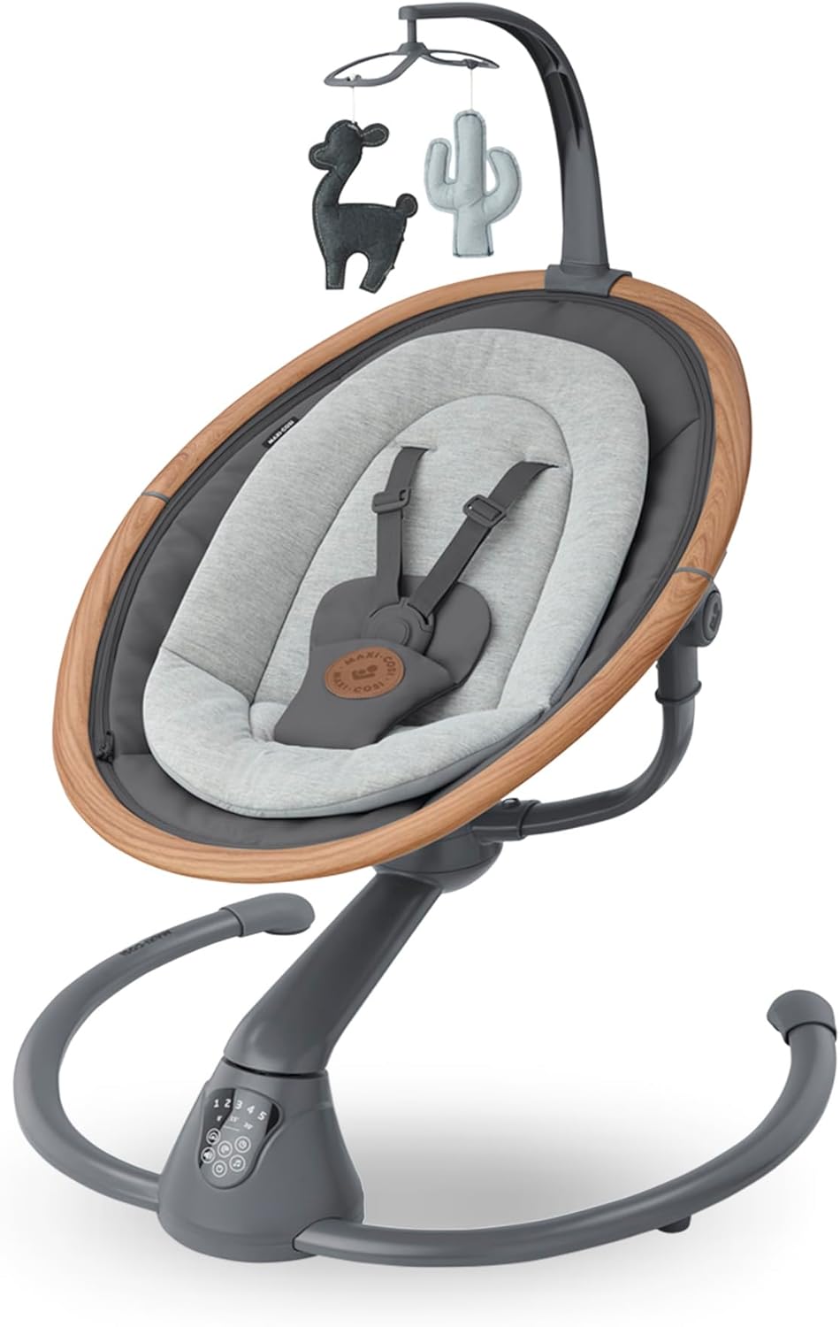 Balancelle de jardin, 9 kg, Maxi-Cosi, 5 vitesses, 0–9 kg, commande tactile, Cassia Balancelle Bébé Électrique, Essential Graphite