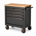 Chariot à outils métal 5 tiroirs avec plateau en bois de hêtre noir