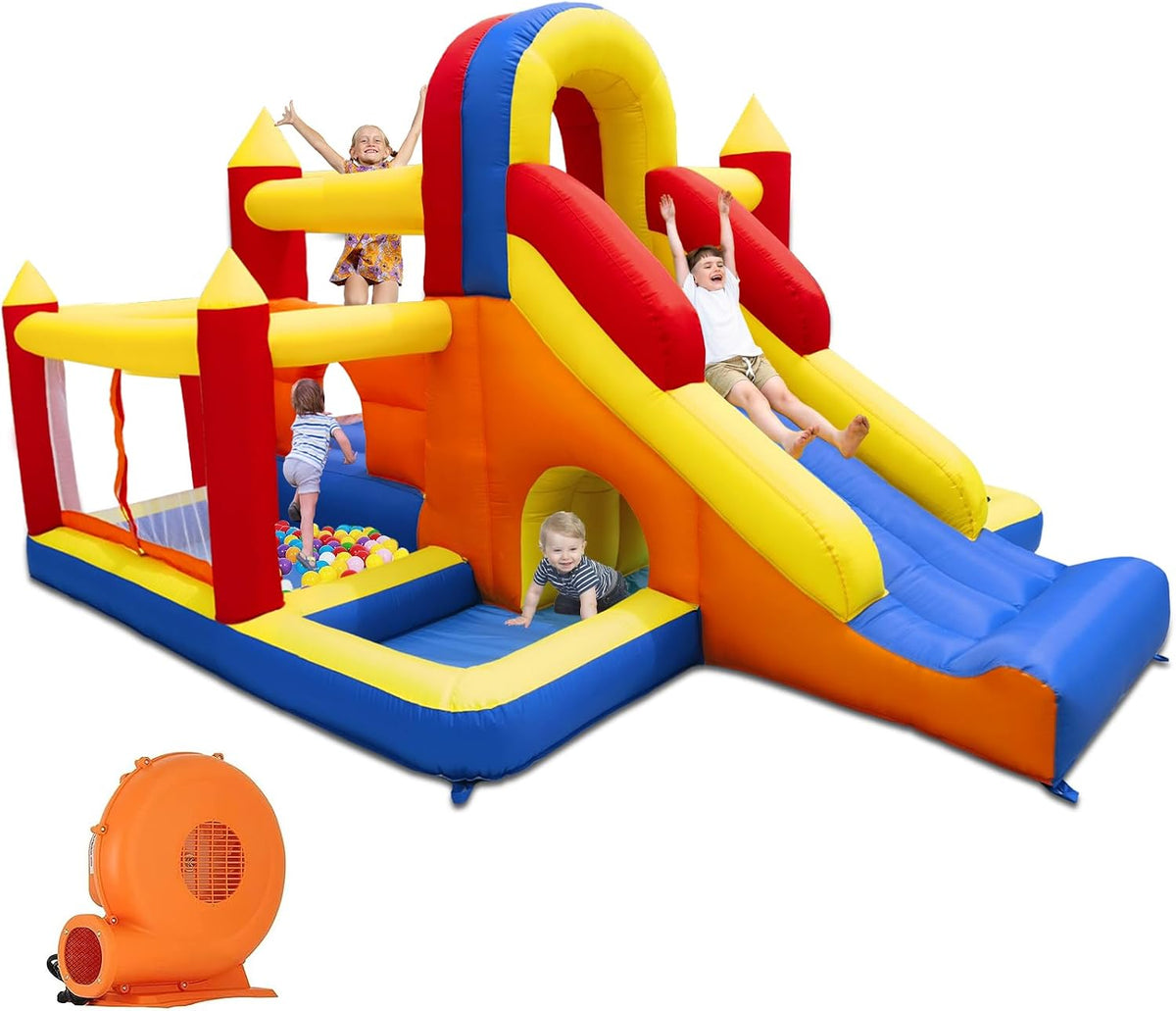 Ballsea Châteaux gonflable, 335 × 280 × 206 CM, Château Gonflable avec Ventilateur, portable