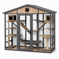 Enclos pour chat en métal et bois avec abri intégré