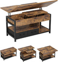 Table basse, télécommande, 50 × 100 × 50 cm, Tables Basse Extensible 3 en 1 pour Salon, KIMENICH, 100 × 100 × 67 cm, avec 2 Tiroirs, Bureau, Marron