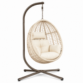 Fauteuil suspendu en rotin synthétique avec coussins beiges, 195 cm