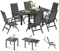 Salon de jardin, Composé 1 Table en Aluminium et 6 Chaises Pliantes, Imperméable Table de Jardin Exterieur avec Chaise, pliable, 160 cm, Devoko