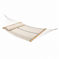 Hamac en coton avec barres en bois et coussin beige