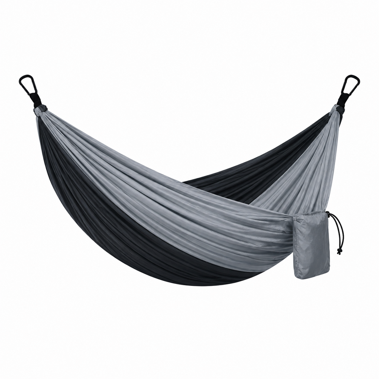 Hamac en nylon gris et noir avec poches