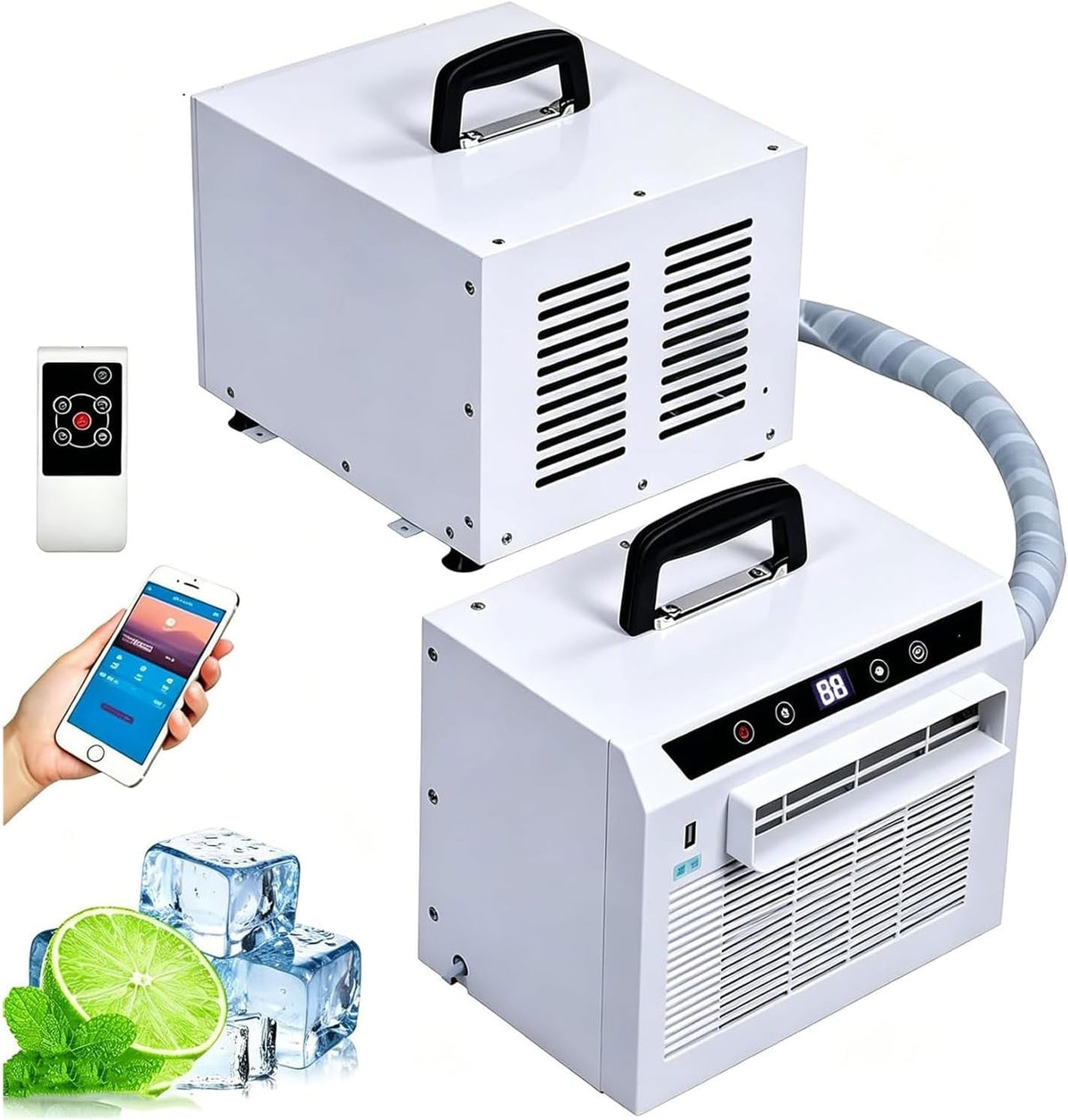 QYOEGSQ Climatiseur portable, 3 000 BTU, 130 m3/h, minuterie de 12h et débit d'air de 130 m3/h, commande tactile