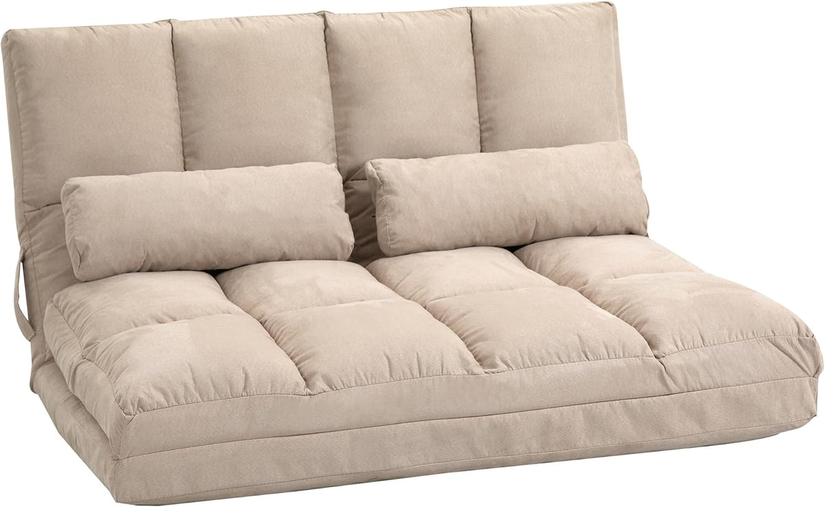 Fauteuil, Chauffeuse 2 Places Canapé-Lit Convertible 2 Coussins Beige, pliable, HOMCOM