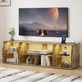 Meuble TV, éclairage LED, 3 niveaux, centre de divertissement industriel pour télévision de 45/50/55/60/65', VECELO, 140 × 37 cm, 55 pouces