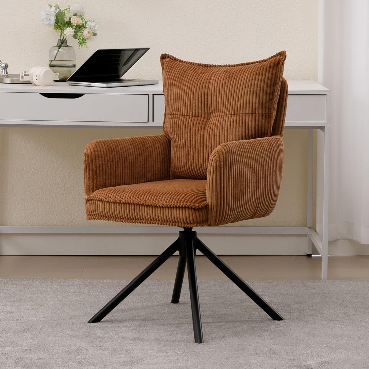 Chaise, Fauteuil de Bureau, chairus, Velours Côtelé, Marron