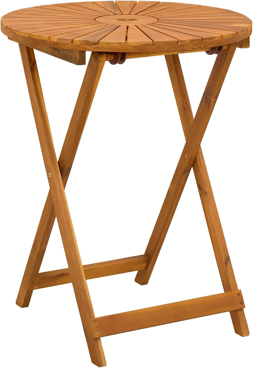 Table à manger, pliable, 60 cm, Table de jardin pliante en bois d'acacia, Fisinber, 60 × 75 cm, Diamètre: 60 cm
