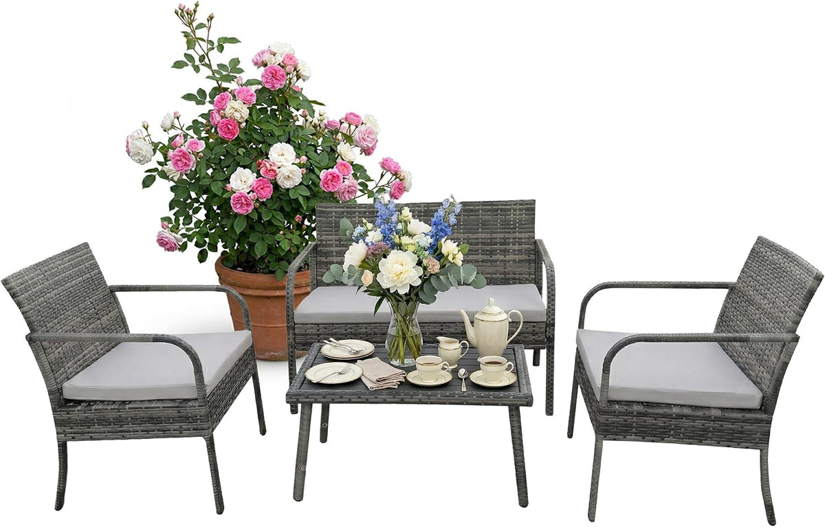 Relaxdays Salon de jardin, 40 × 77 × 46 cm, 78 × 55 × 56 cm, 78 × 106 × 56 cm