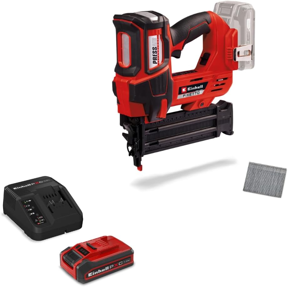 Einhell Cloueur de finition, Professional Cloueuse sans fil FIXETTO 18/50 N Solo Power X-Change, 4 Ah, 50 mm, 1, 0 mm, 1 mm, 18V, 50mm, 1, 0mm