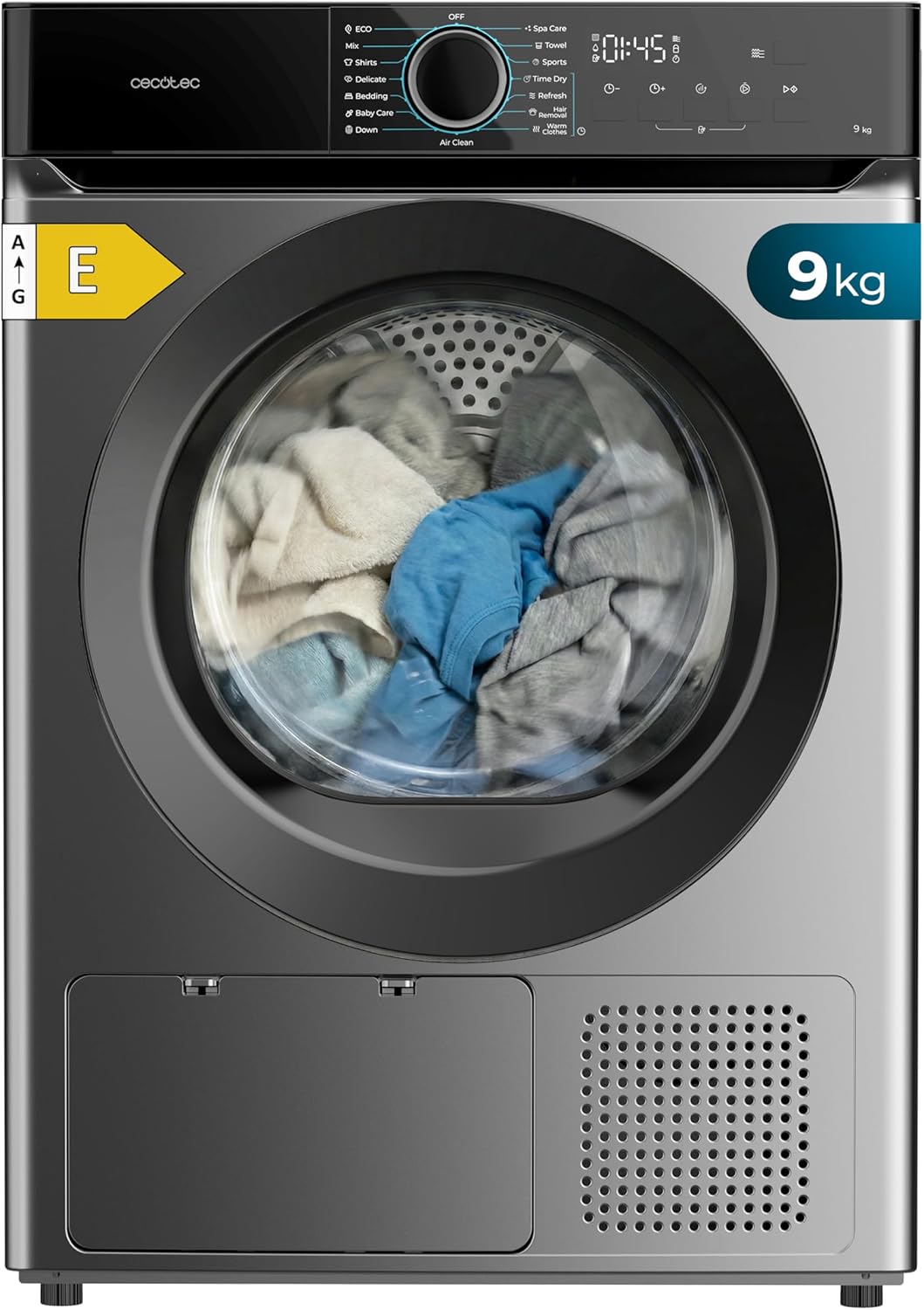 Sèche-linge, 650 W, Accessoire pour Chaussures, Cecotec, 9 kg, 4 niveaux, 15 Programmes, pompe à chaleur, Classe E, Ancienne A++, SpaCare