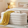 Banc de rangement Ckaff, 115 × 45 × 46 cm, pliable, Repose-Pieds pour Entrée Salon Chambre à Coucher, Blanc, Banc Bout de lit Banquette, Sherpa