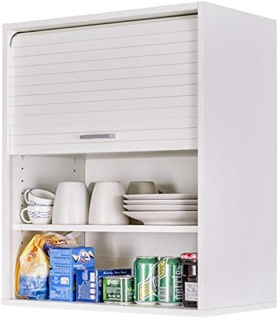 SIMMOB Rangement sur pied, Meuble de Cuisine Haut Blanc 2 Etagères L 60 cm H 72 cm P 35 cm, réglable, 70.4 cm, 16 mm, 5 mm, 4 mm