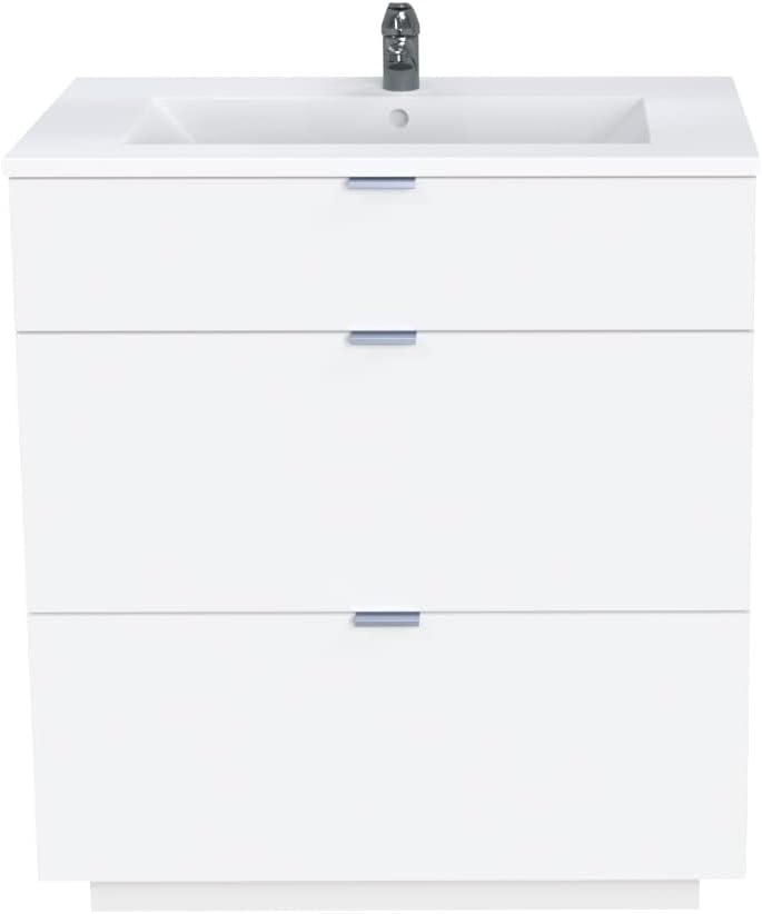 Meuble-lavabos, Meuble sous-vasque MARBELLA 80 cm + 3 tiroirs / Blanc, Le Quai des affaires