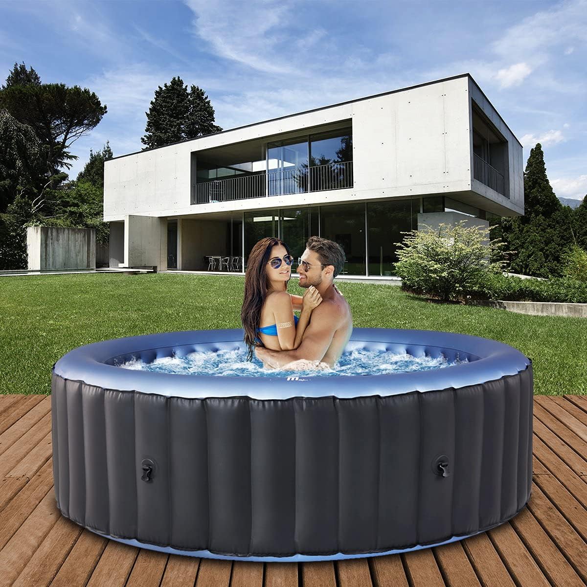 Bain à remous, MSpa Spa Gonflable Extérieur Bergen C-BE041, télécommande, 600 W, Miweba, 40 °C, éclairage LED, commande tactile, minuterie