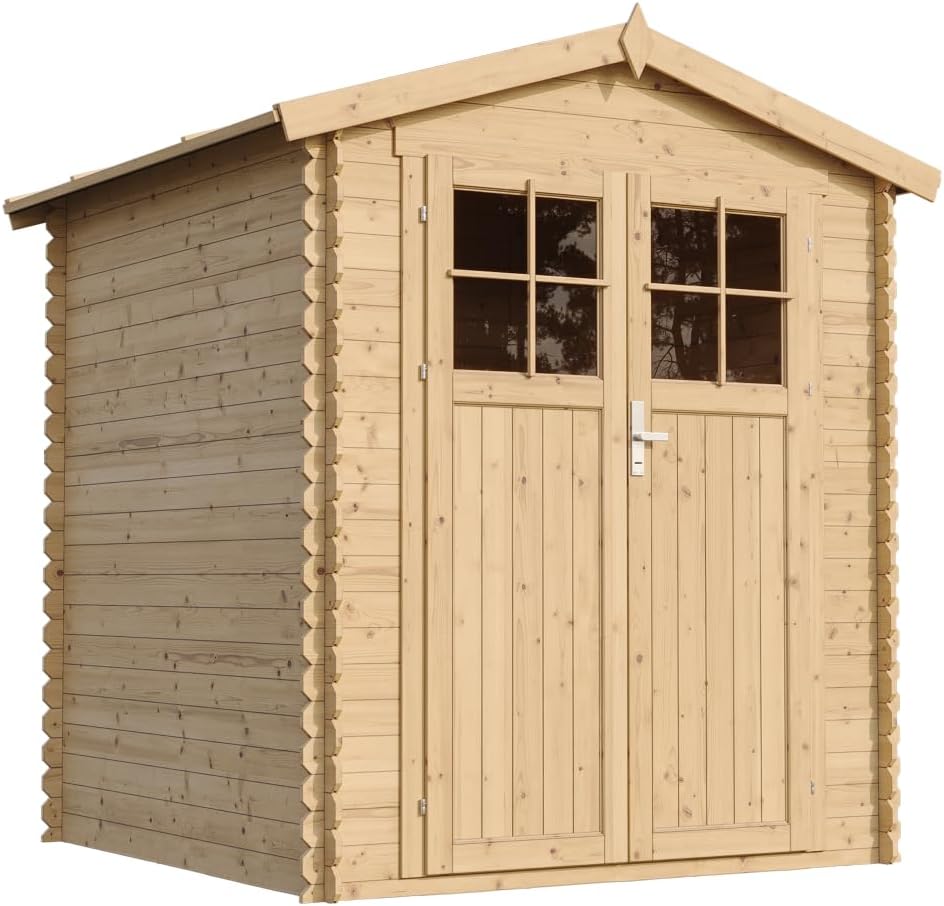 TIMBELA Abri à vélos, Abri de Jardin en Bois, 34 mm, Stockage extérieur I186xL196xH218 cm/ 2, 82 m2 Petit abri à Outils, 2 mm, Local à vélos