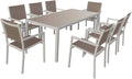 Table à manger, Salon de Jardin Bari en textilène Taupe 8 Places, 89, 5 cm, verre, Happy Garden, 72cm, 45, 5cm, 41cm, 44cm, 120kg
