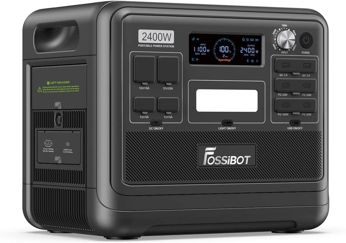 Groupe éléctrogènes, F2400 Station d'alimentation portable avec LiFePO4 2048 Wh, générateur d'énergie mobile pour l'extérieur, FOSSiBOT