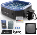 Juskys Bain à remous, 3000 W, 185 × 185 × 65 cm, 145 × 145 × 65 cm, 2400 W, 4 mm, 600 W, 520 cm, 910 L, Puissance Totale 3000 W, 40 °C