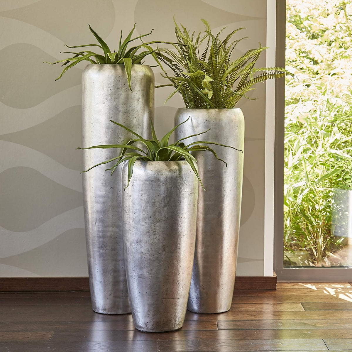 Pot de fleurs, 100 cm, avec insert, pour l'intérieur, verre, Klocke Pflanzgefäße, 34 cm, 26 cm, 30 cm, moyen modèle: 100 cm, élégant, vase