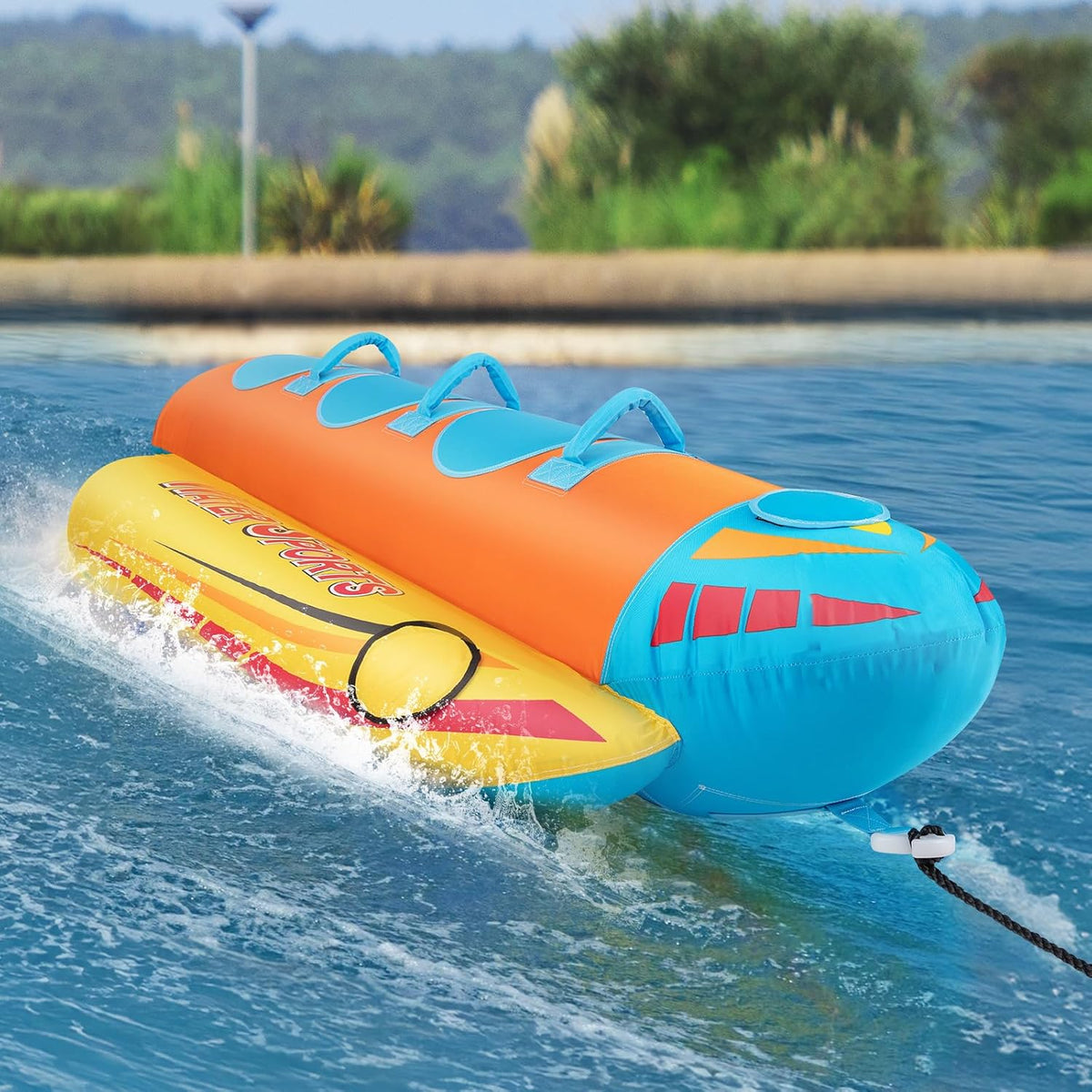 Canot, 231 Kg, Flotteur Gonflable avec Housse Entièrement en Nylon, Bateau Banane Gonflable pour 1-3 Places, GOPLUS, Capacité 231 Kg