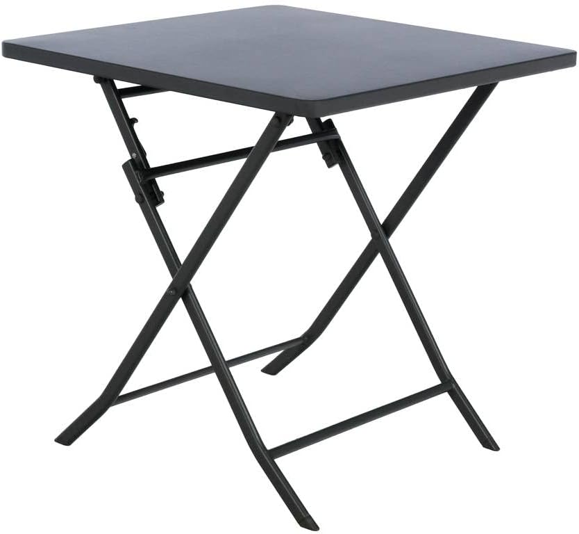 Table à manger, Table de Jardin Pliante Carrée Greensboro 2 Places Gris Graphite, Acier Antirouille Renforcé, HESPERIDE, 71 cm, 70cm, Balcon