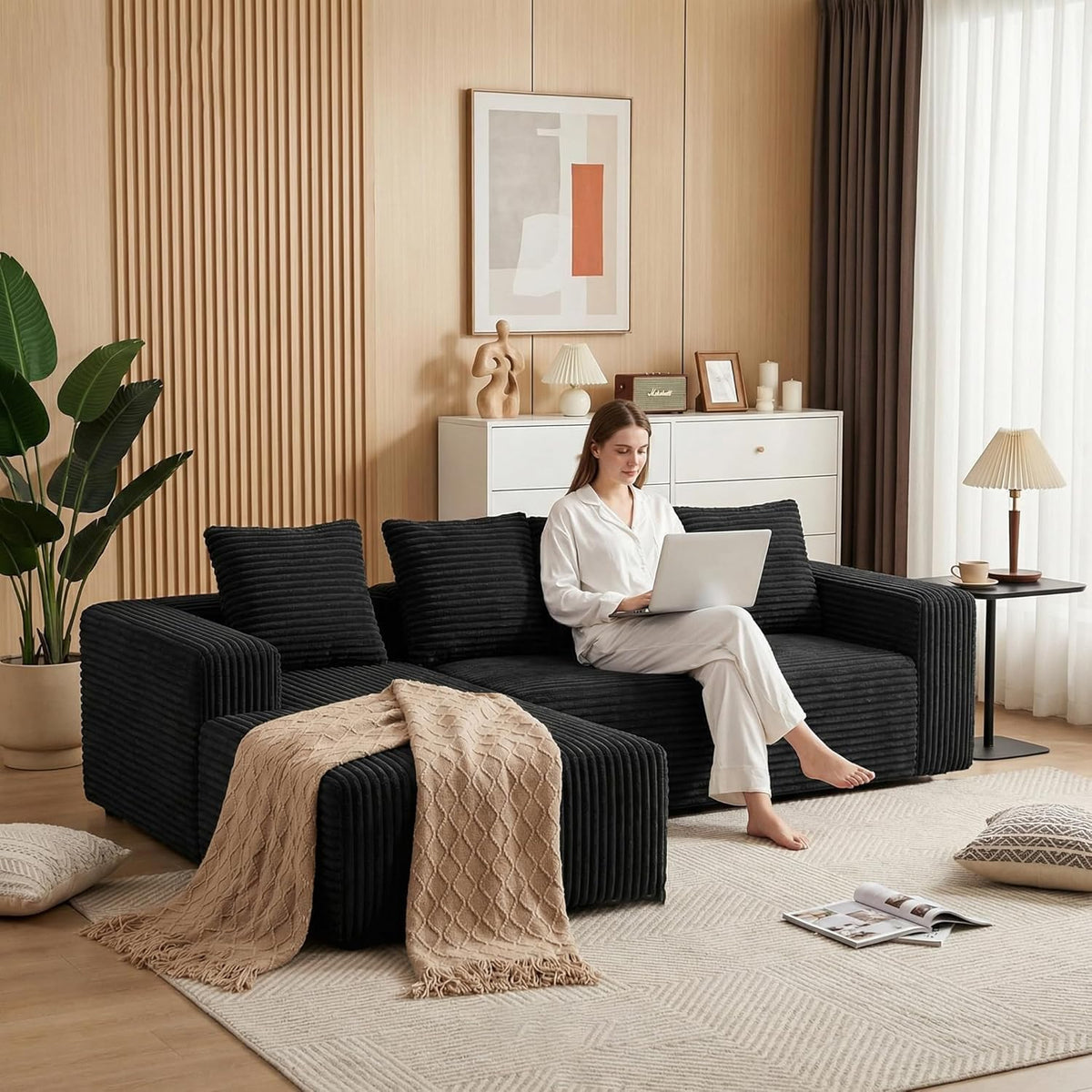 Canapé Yihomfy, 261 cm, la Chambre à Coucher, Noir