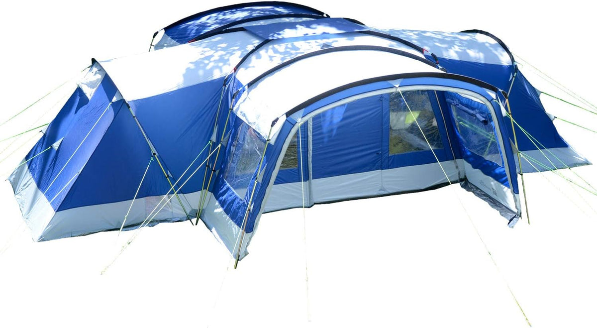 Tente tunnel, Tente de camping familiale, 630 × 760 cm, Skandika, 215 cm, 5.000 mm, 10.000 mm, Nimbus 12, 12 personnes