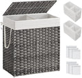 Corbeille à linge, pour Chambre, pliable, 33 × 57 × 60 cm, SONGMICS, 57 × 33 × 60 cm, Gris LCB252G01, 110L, Corbeille 110L, 2 Compartiments