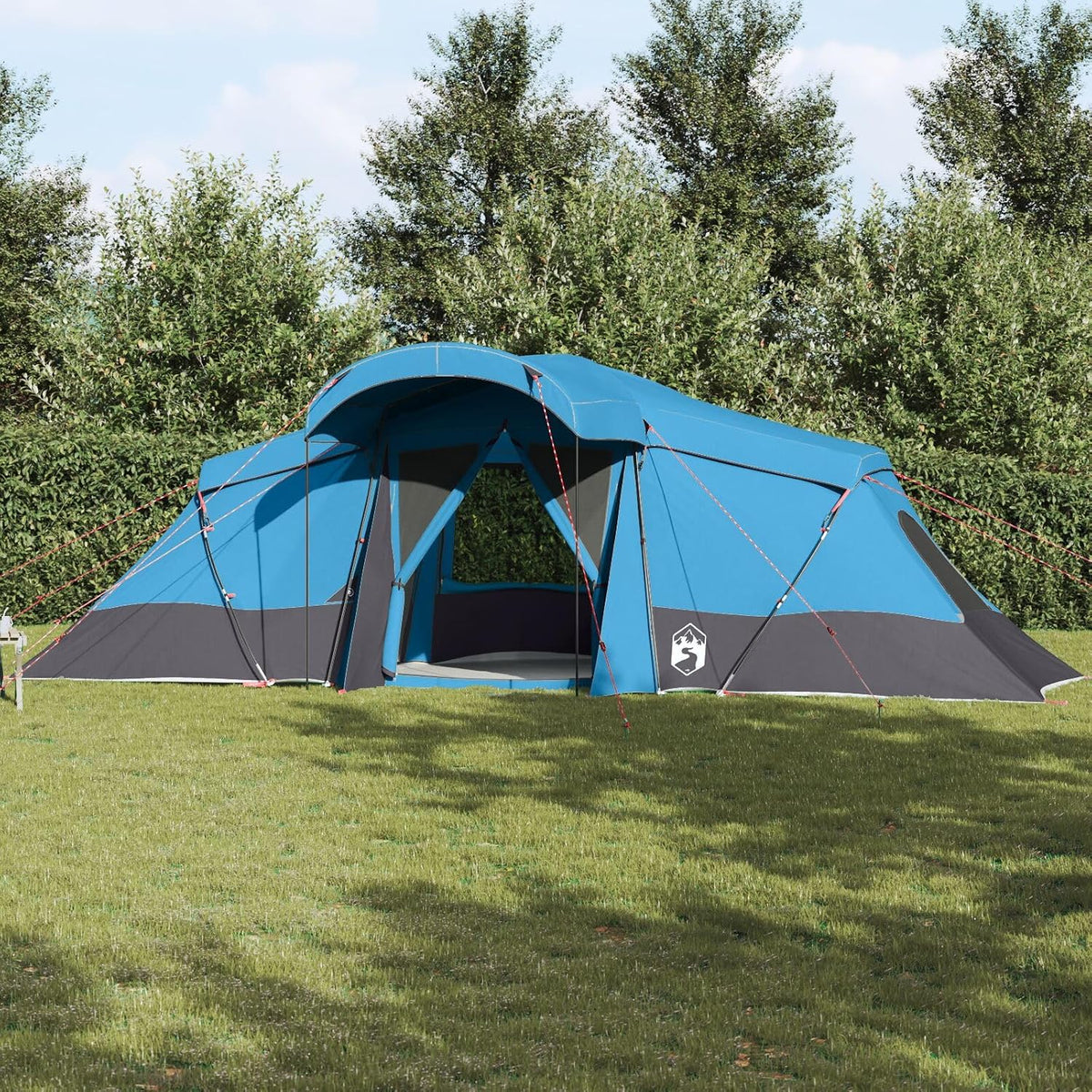 Tente instantanées, Tente familiale avec fenêtre en dôme bleu pour 4 personnes, 335 × 721 × 212 cm, Gecheer, pliable, imperméable, tente de plage