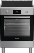 Cuisinière, acier inoxydable, éclairage LED, 60 × 60 cm, Hotpoint, 4 niveaux, H6I8LMSAX, 72L, Ariston H6I8LMSAX, commande tactile, fonction gril