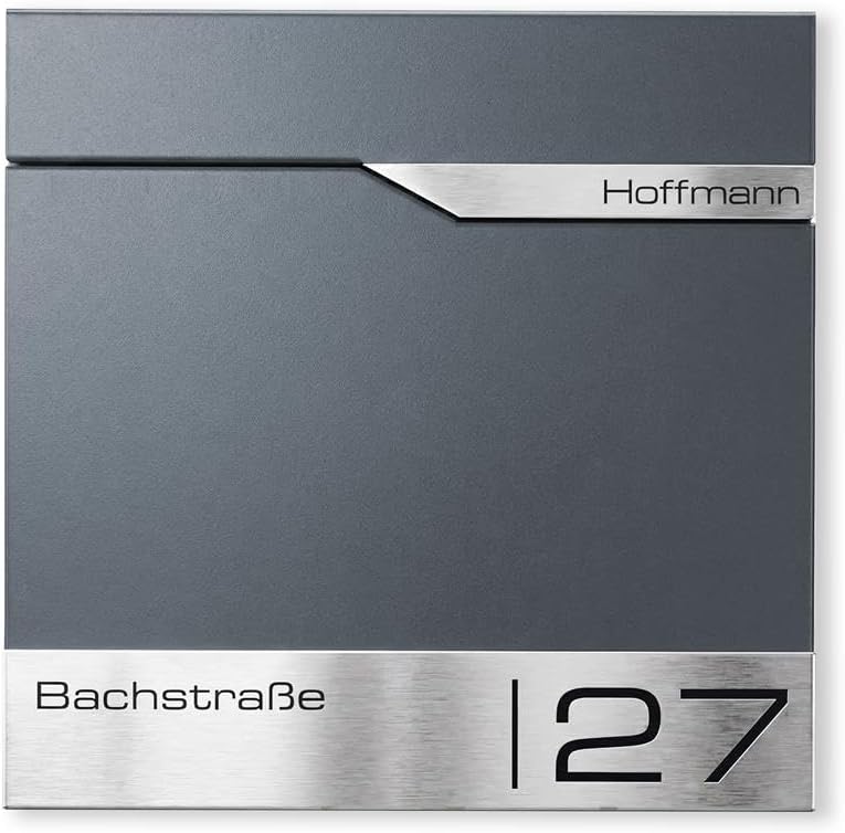 Boîte aux lettres murales, 33, 5 × 3, 5 cm, Design Moderne avec Compartiment à journaux Anthracite RAL 7016, Metzler, 37 × 37 × 10, 5 cm