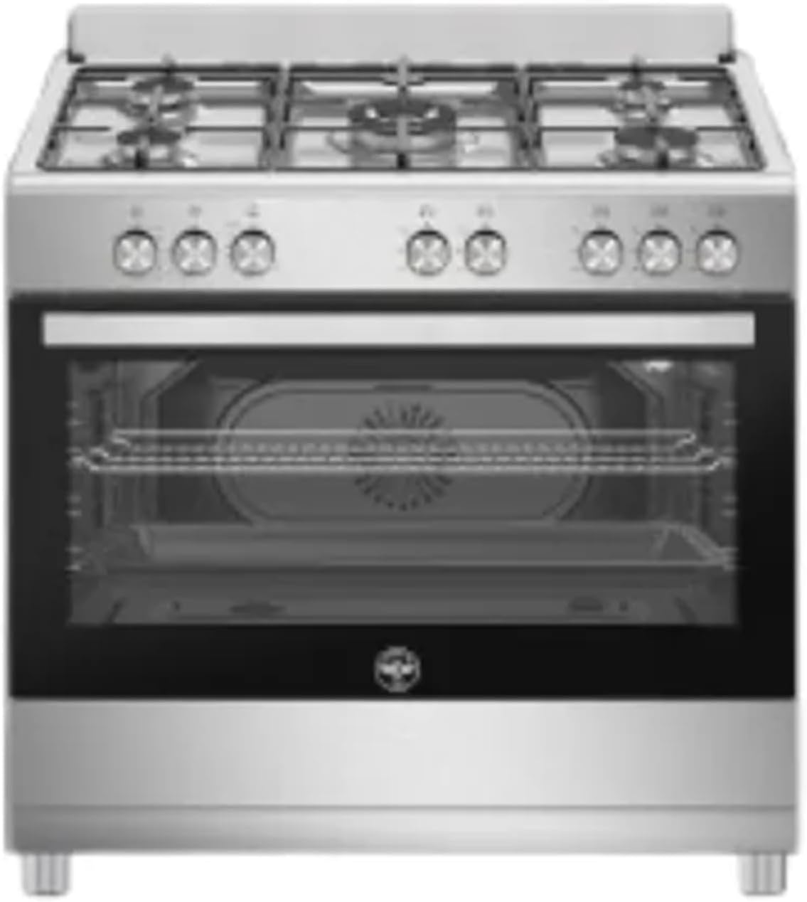 La Germania Cuisinière, 90 × 60 cm, acier inoxydable, 90 × 90 × 60 cm, 97 L, SE965GX, 5 brûleurs, fonction gril