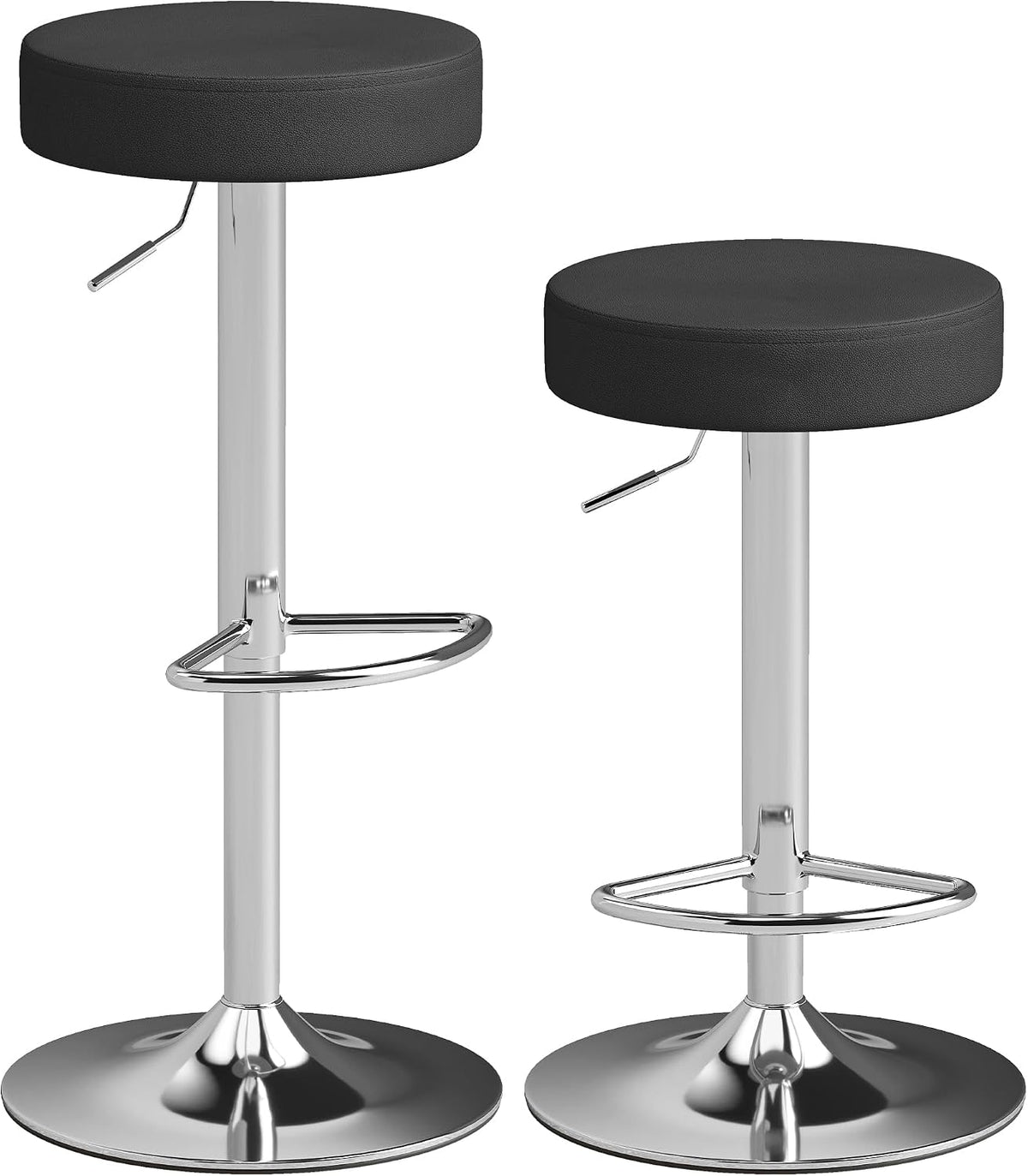 HOMCOM Tabouret, 84 cm, réglable, 5 cm, noir