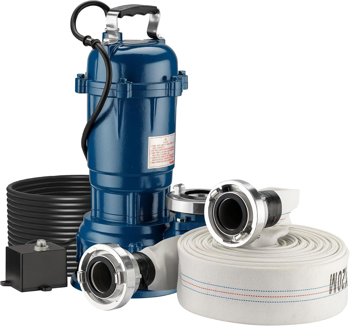WilTec Tuyau d'arrosage, Pompe électrique pour eaux sales, 550 W, avec Tuyau 20 m, Refoulement max. 8 m, Submersible