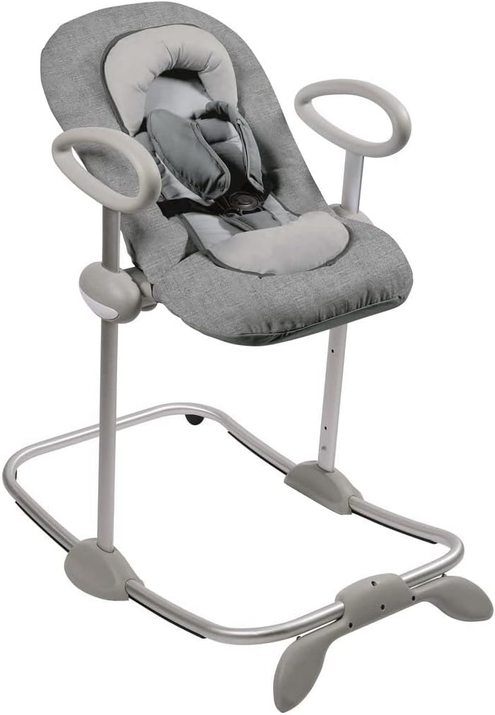 Transat et balancelles, Unisexe pour Bébé et Enfants, réglable, 3 Positions d'Inclinaison, Béaba, Harnais Sécurité 5 Points, Gris Chiné
