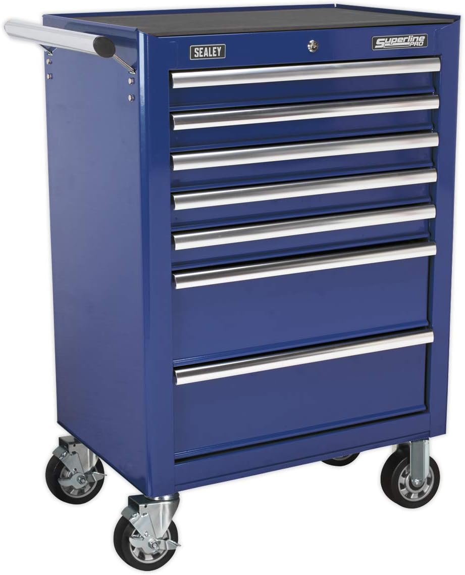 Armoire Sealey ap26479tc, acier inoxydable, 685 × 465 × 995 mm, 45 mm, 125 mm, 6 mm, 7 tiroirs, 533 × 398 × 60mm, 533 × 398 × 167mm, portable, bleu