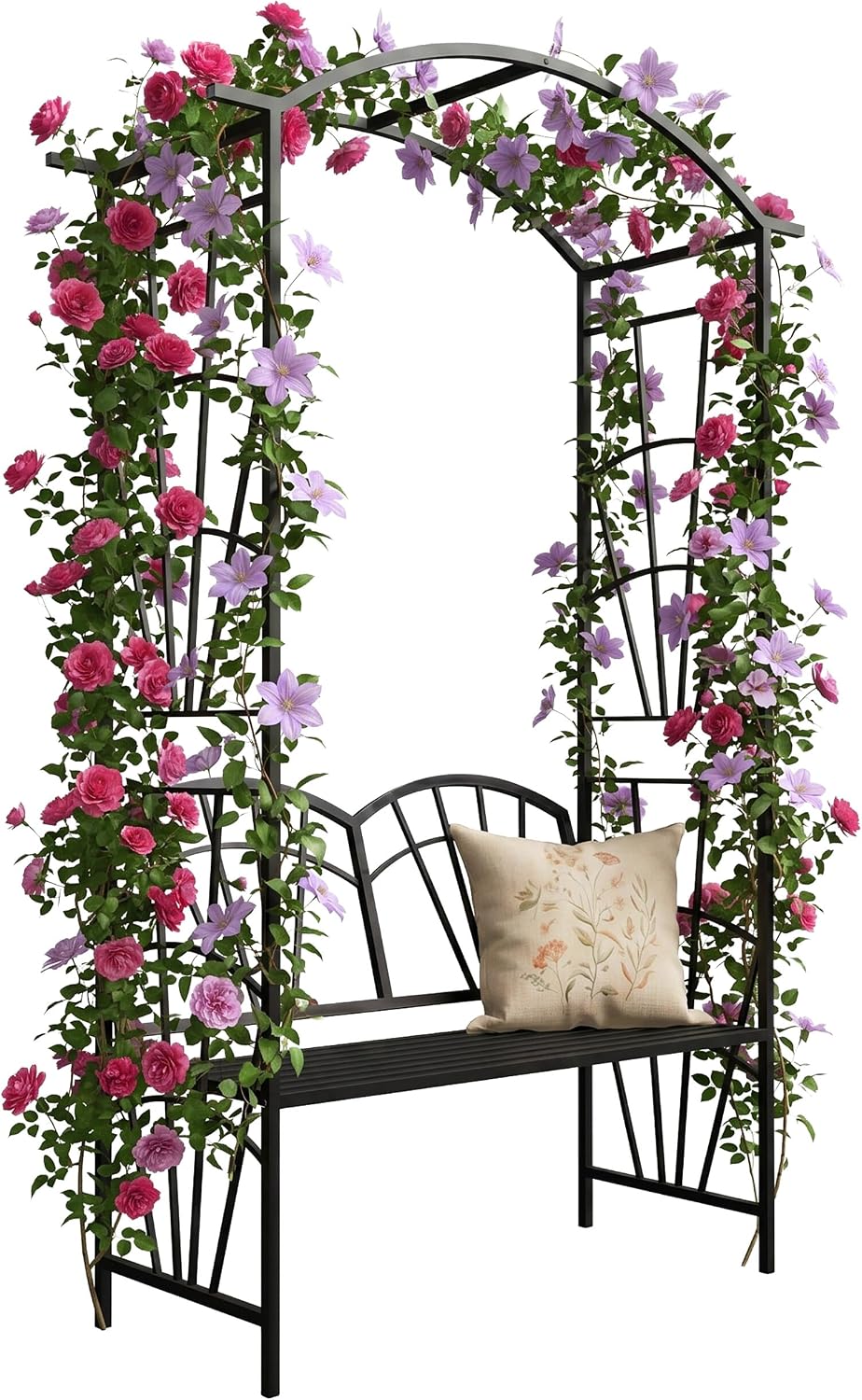 Relaxdays Treilli, Arche pour rosiers en métal, 210 × 134 × 48 cm, 2 cm, 44 cm, 110 cm, Noir