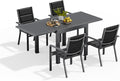 Devoko Ensemble salle à manger, Salon de Jardin Exterieur 4 Personnes, 80 × 80 × 75 cm, 4+1 Mobilier de Jardin Aluminium, 80-160CM