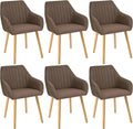 Chaise Goeurvant, avec accoudoirs en polyester, pieds en bois, marron