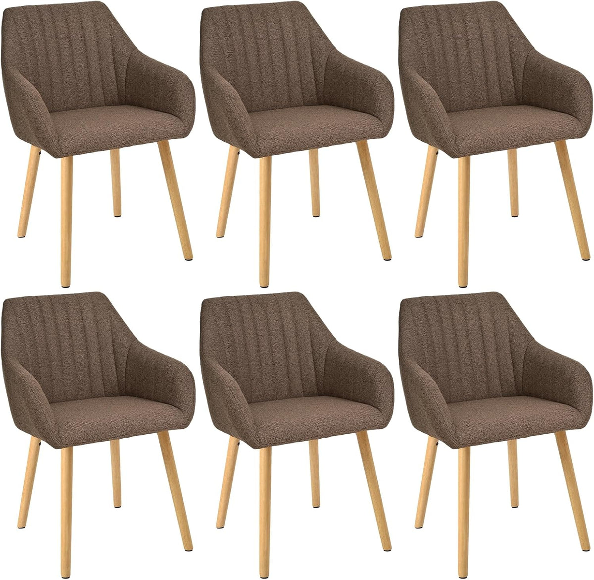 Chaise Goeurvant, avec accoudoirs en polyester, pieds en bois, marron
