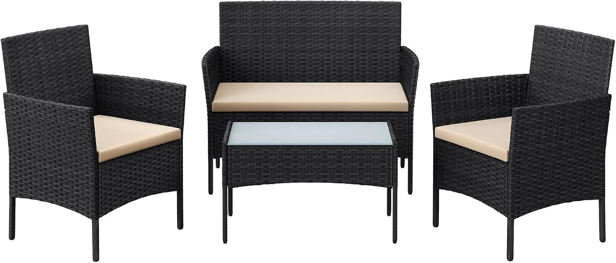 Salon de jardin, 6 cm, verre, SONGMICS, 5 cm, Table et Chaises